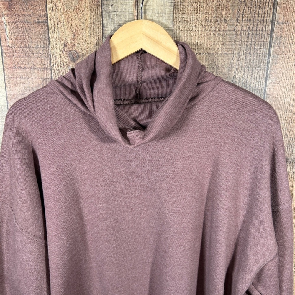 Aerie Soft Oversized Funnel Neck Sweatshirt Purple Mauve Lounge Cowl Pullover M - Picture 4 of 6